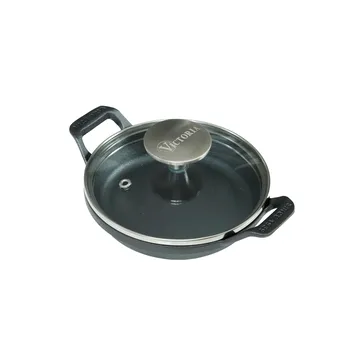 Mini rund gryta med glaslock gjutjärn pre-seasoned - Ø14 cm - Victoria