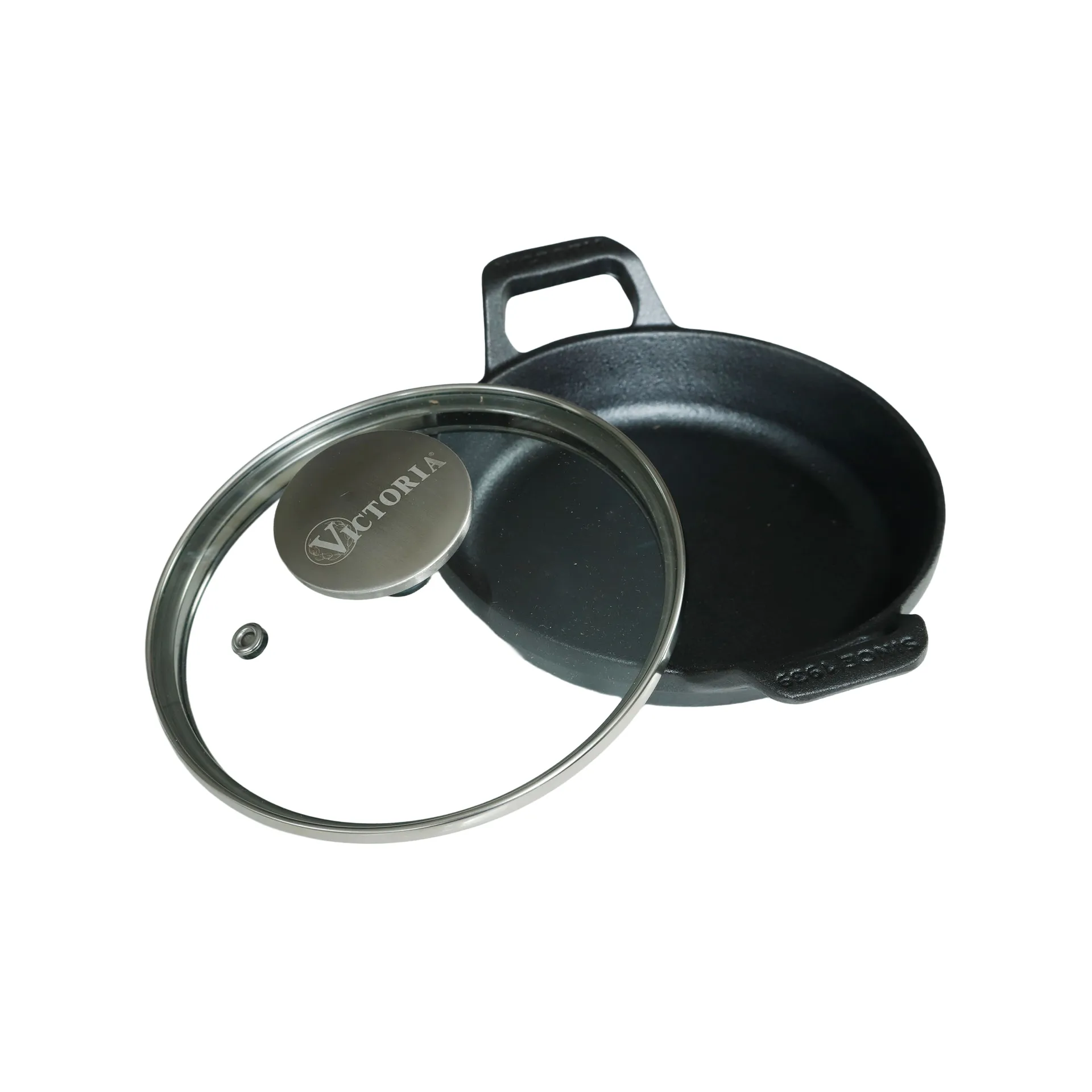 Mini rund gryta med glaslock gjutjärn pre-seasoned, Ø14 cm Victoria