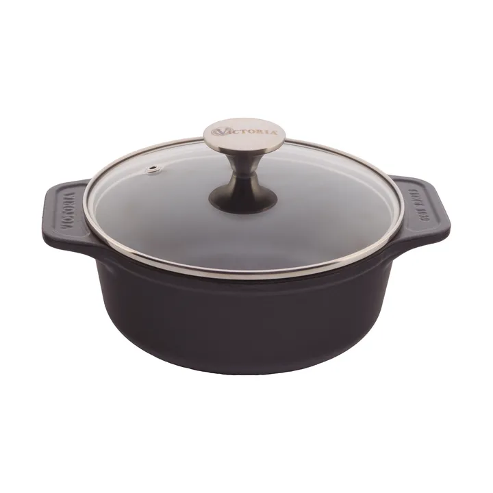 Victoria gryta gjutjärn glaslock pre-seasoned - 1,9 L - Victoria