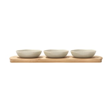 Läs mer om Villa Collection Shoku bambubricka med 3 skålar Beige