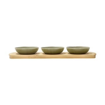Läs mer om Villa Collection Shoku bambubricka med 3 skålar Pure Green