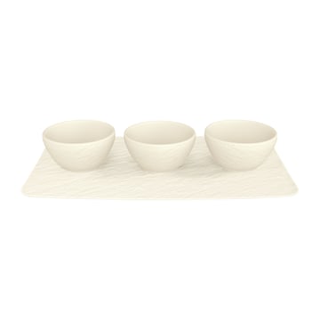 Villeroy & Boch Manufacture Rock dippskål 3 st med bricka Blanc