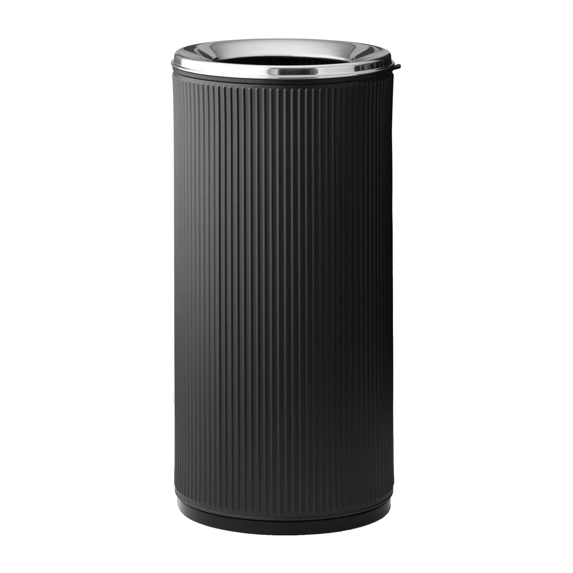 Vipp18 papperskorg med kant 22 l, Black-stainless steel Vipp