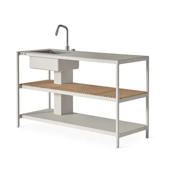 Vipp742 Open-Air köksmodul med diskho - Warm grey, 154x59x93 cm - Vipp
