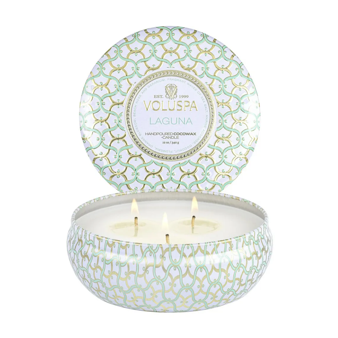 Maison Blanc 3-wick Tin doftljus 40 timmar, Laguna Voluspa