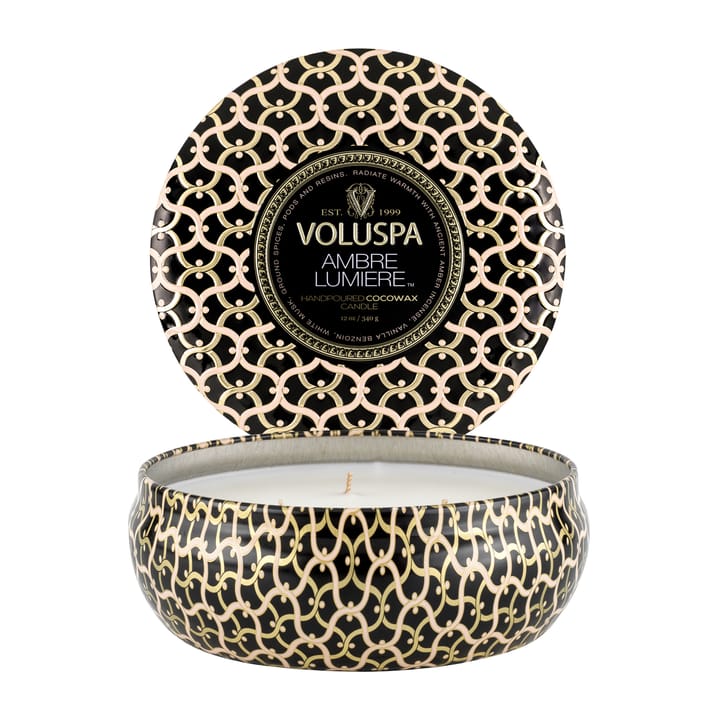 Maison Noir 3-wick Tin doftljus 40 timmar, Ambre Lumiere Voluspa