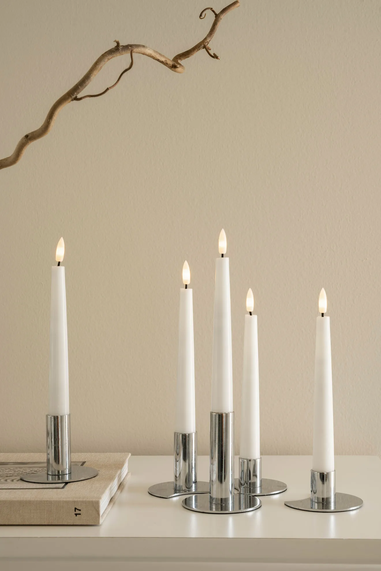 Lykke kombinerbar ljusstake inkl. 5 st LED-ljus, Chrome Watt & Veke