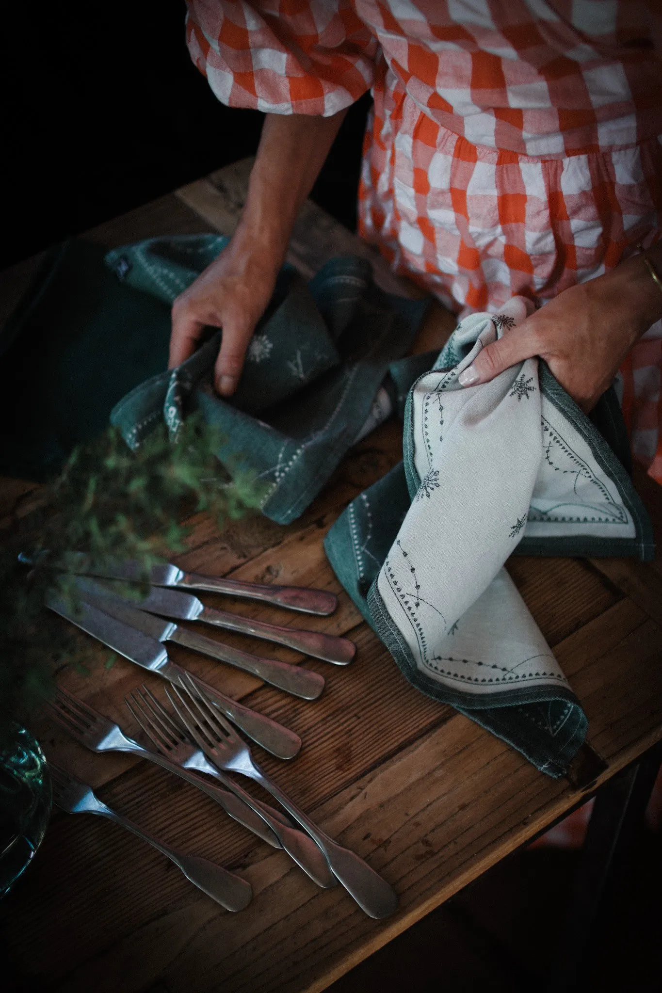 Julemorgen kökshandduk 50x70 cm, Vit-grön Wik & Walsøe