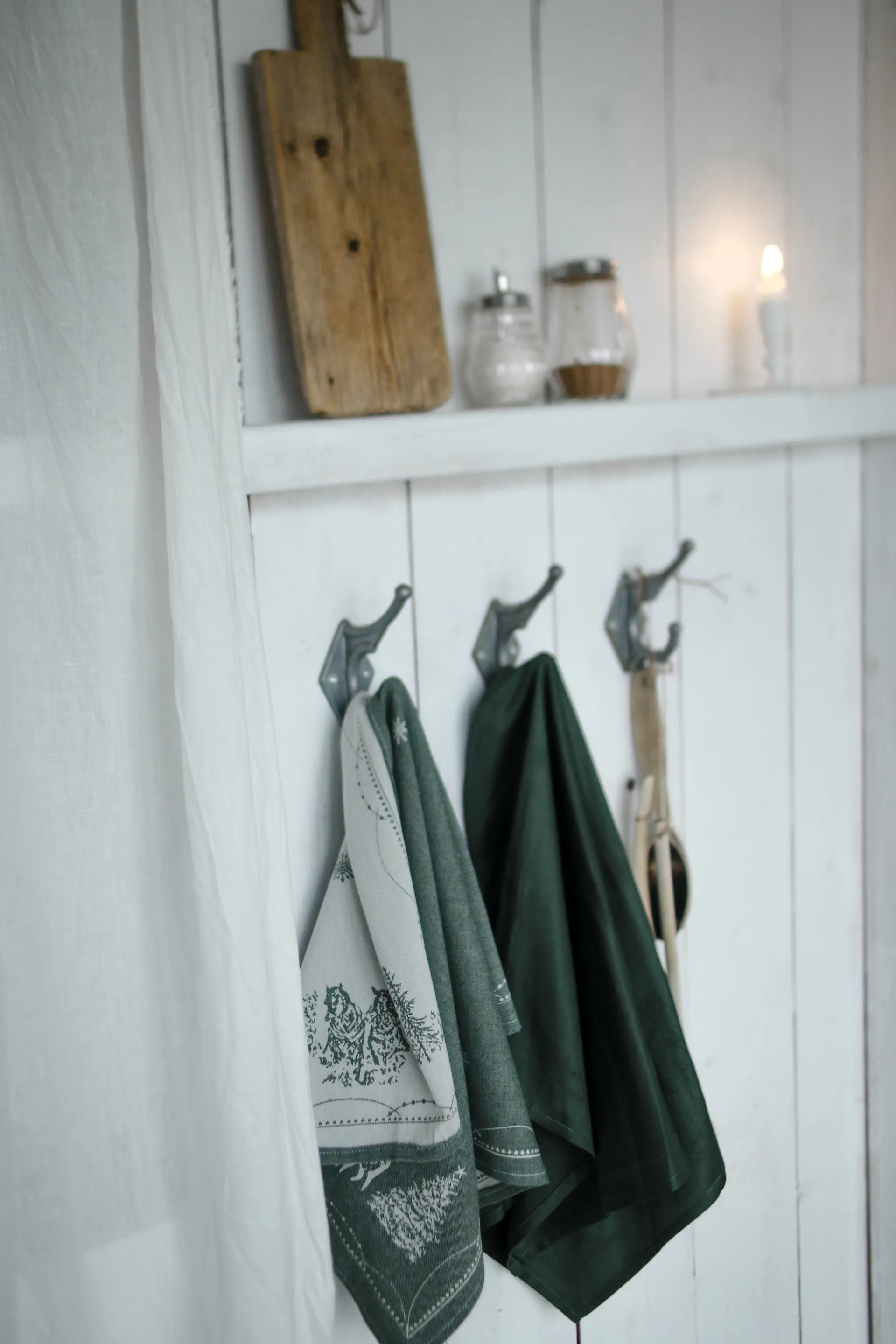 Julemorgen kökshandduk 50x70 cm, Vit-grön Wik & Walsøe