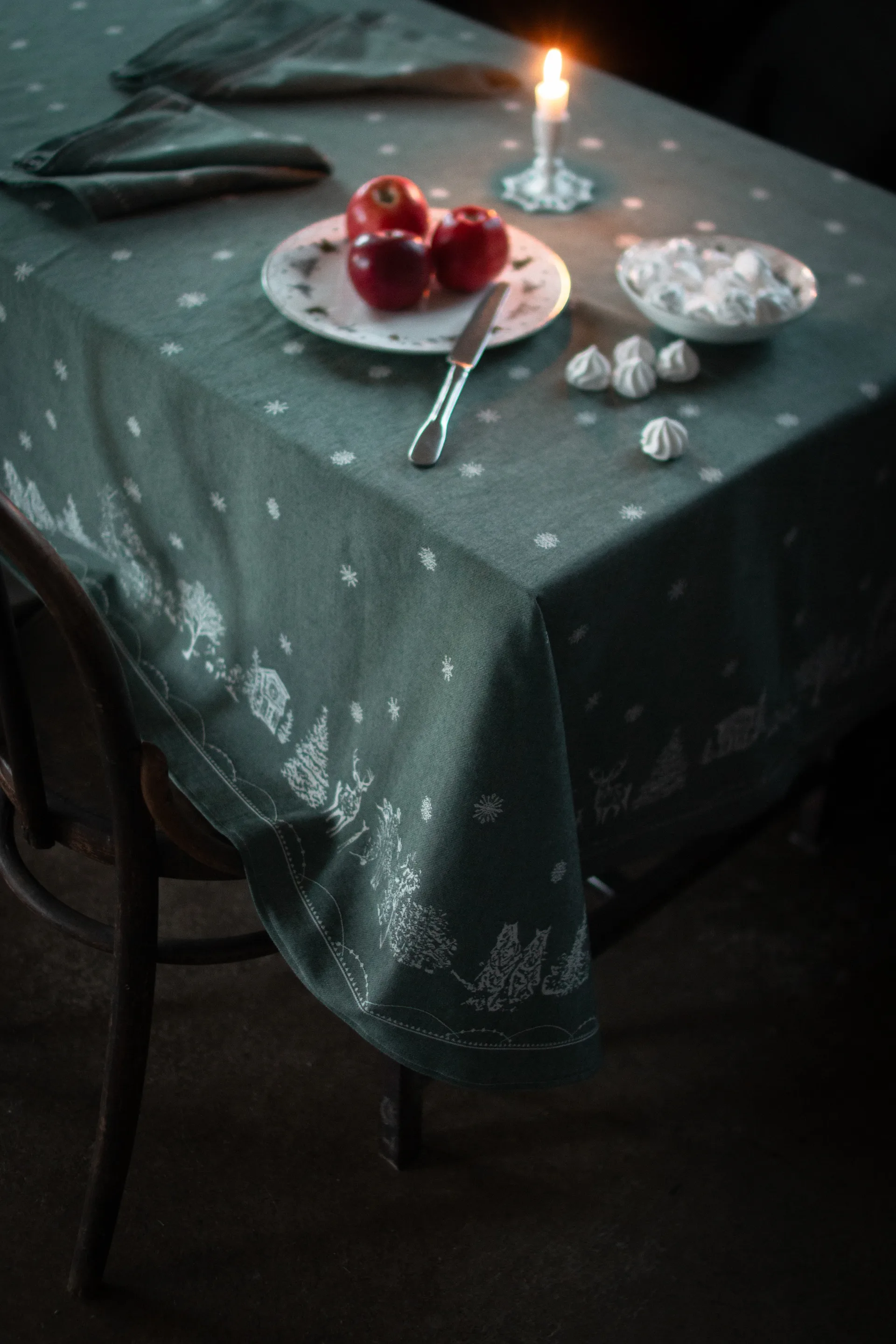 Julemorgen tygservett 45x45 cm 2-pack, Vit-grön Wik & Walsøe