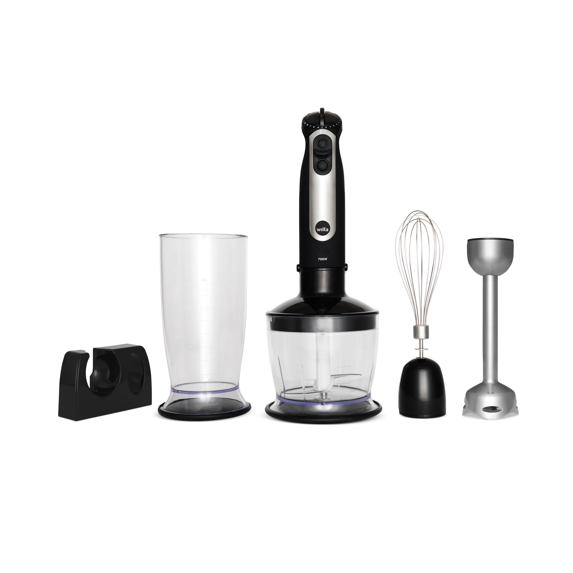 SM-1FP essential mix & chop stavmixer-set, Silver Wilfa