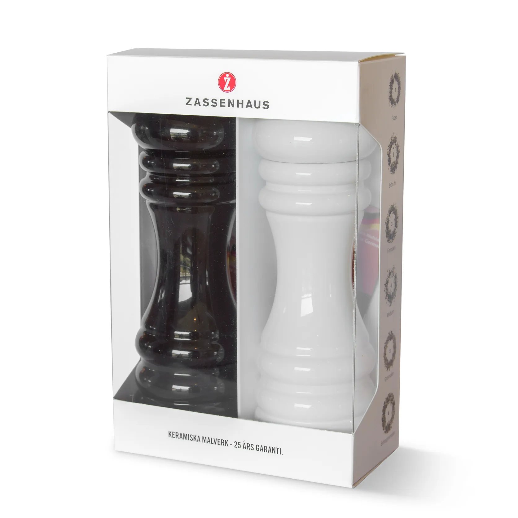 Berlin salt- och pepparkvarn set, Svart-vit Zassenhaus