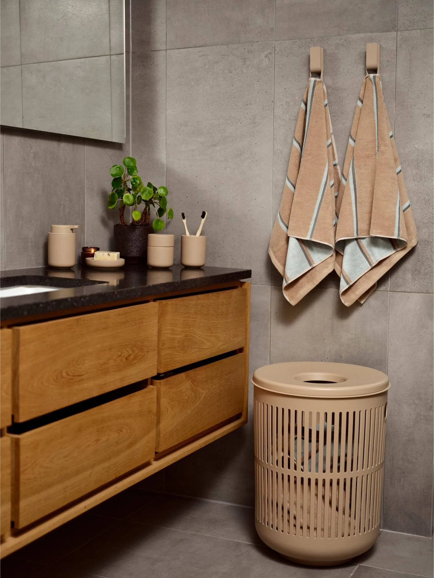 Sauna Handduk, Camel-ice blue-olive green, 50x100 cm Zone Denmark
