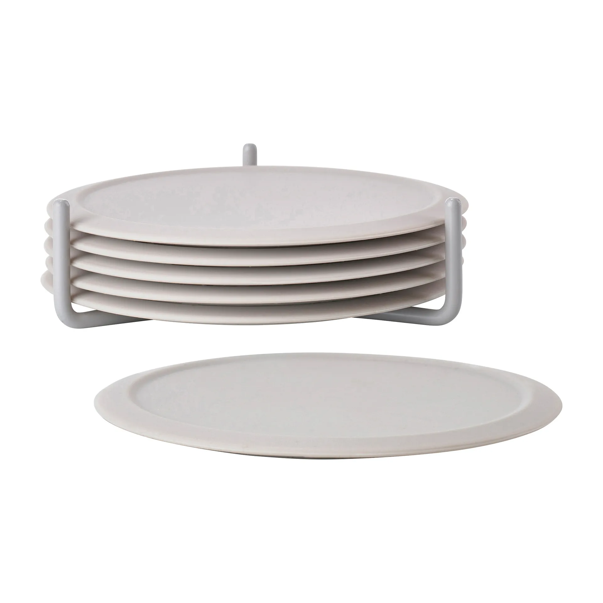 Singles glasunderlägg 6-pack med hållare, Warm grey Zone Denmark