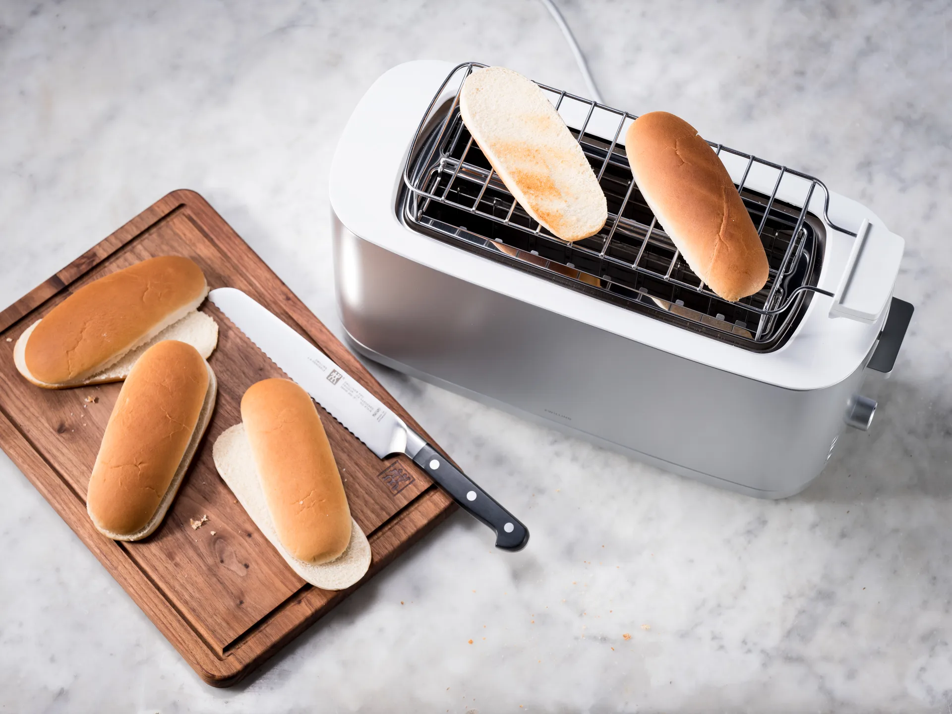 Zwilling brödrost med brödvärmare 2 långa fack, Silver Zwilling